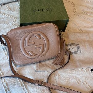 Gucci Taupe Leather Crossbody Bag